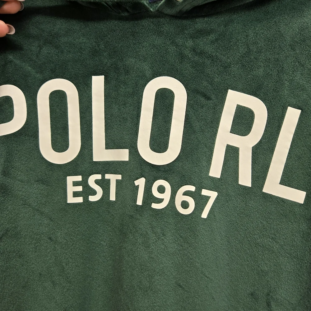 Polo Ralph Lauren Men's Medium Velour Loungewear Long Sleeve Hoodie Green Flawed